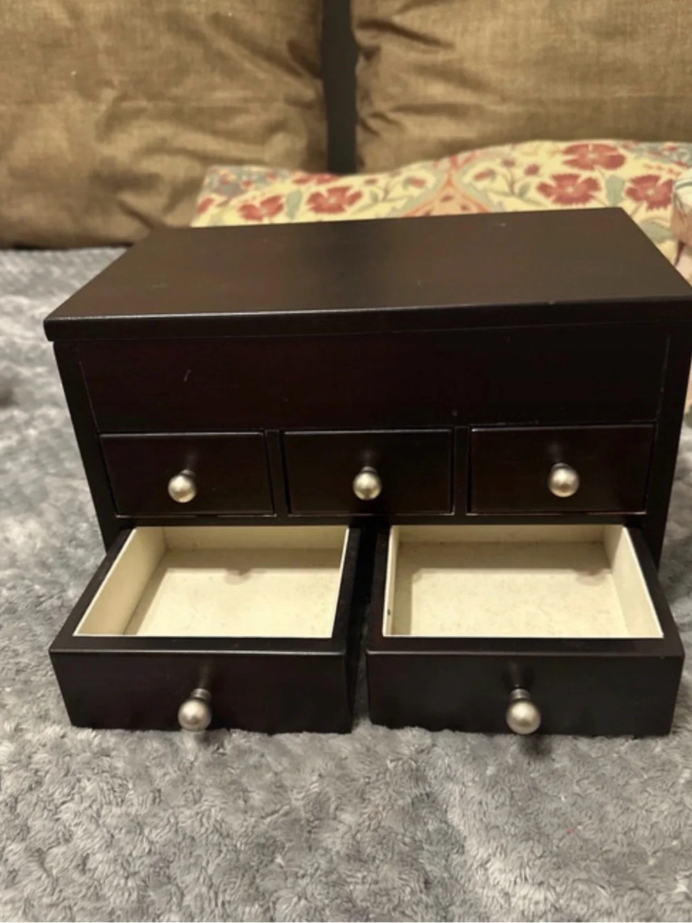 Beautiful Wooded Jewelry Box 5 Draws And Has Mirror